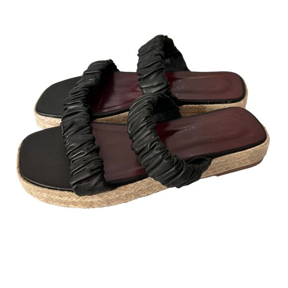 STAUD Black Maya Ruched Espadrille Slides Sz 37 - Picture 4 of 7